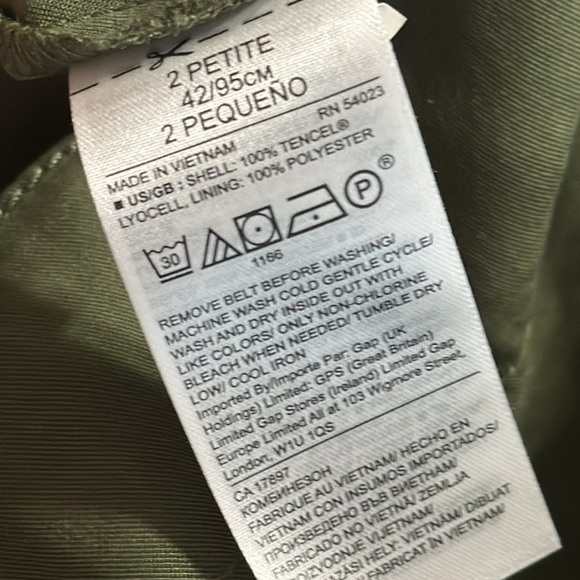 BANANA REPUBLIC Olive Green Jumper Romper Belt sz 2P 2 Petite Cropped Work Party - Picture 7 of 7